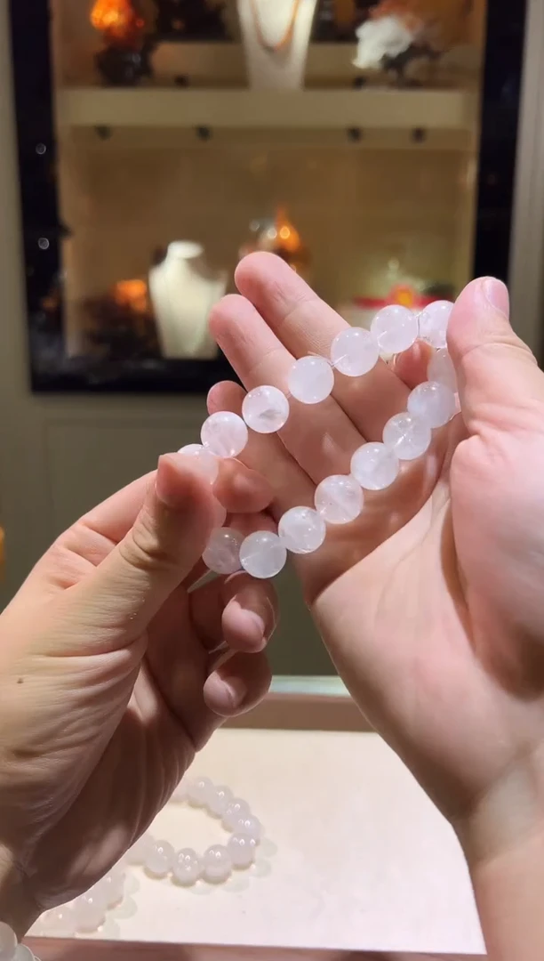 未镶嵌手链水晶13mm+白雪花幽灵（多样性发一）