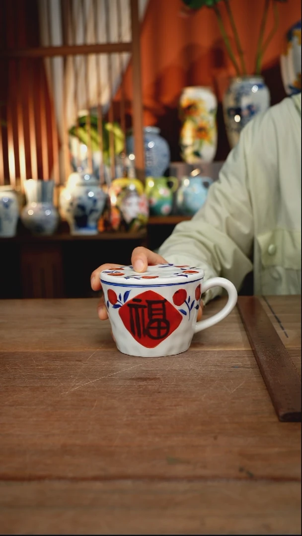 瓷片【简家甄选】景德镇设计师釉下手绘陶瓷餐具
