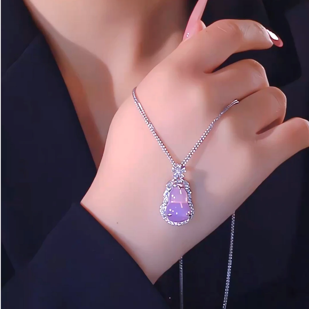 钛钢项链 2025新款紫气东来新中式紫葫芦吊坠项链国风气质