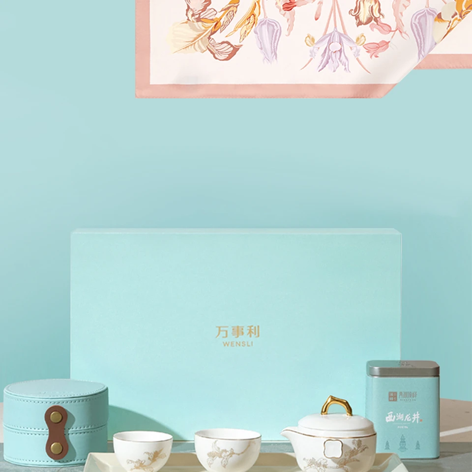 Wensli/万事利《龙井丝韵-国韵》送人送礼丝巾礼盒套装