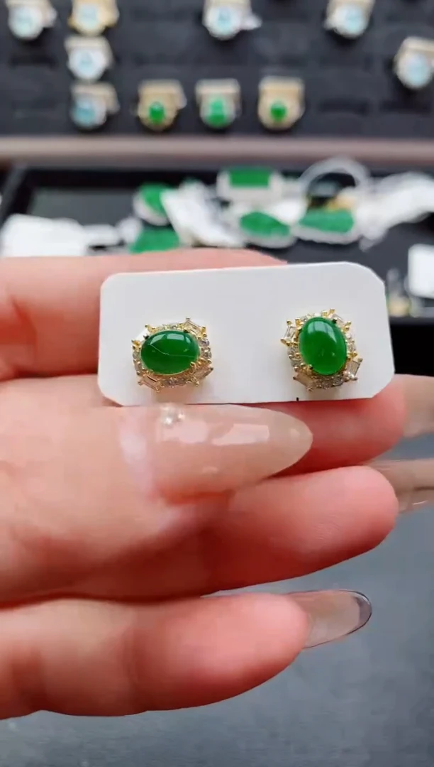 银S925镶嵌戒指翡翠1