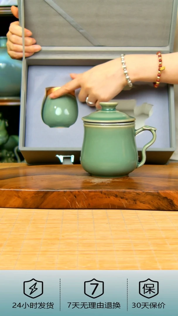 全手工仿古釉办公杯四件