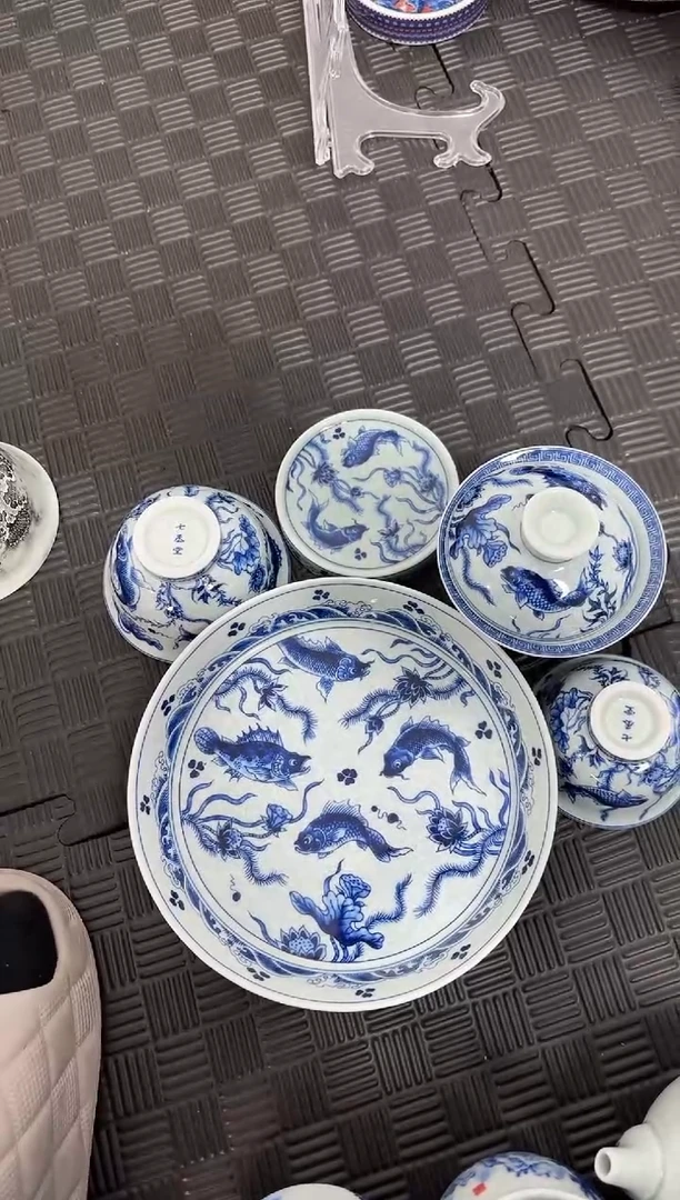 其他瓷畅*景德镇陶瓷茶具淡海水鱼藻纹