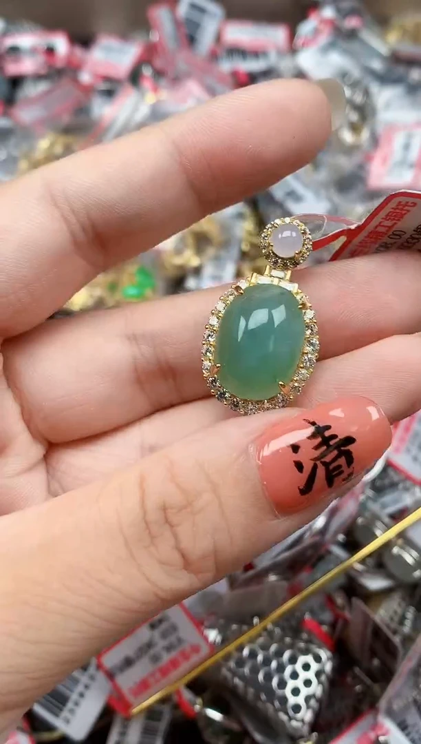 银S925镶嵌戒指翡翠天然A货缅甸翡翠