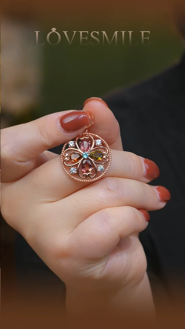 吊坠(不含链)银S925镶嵌碧玺030