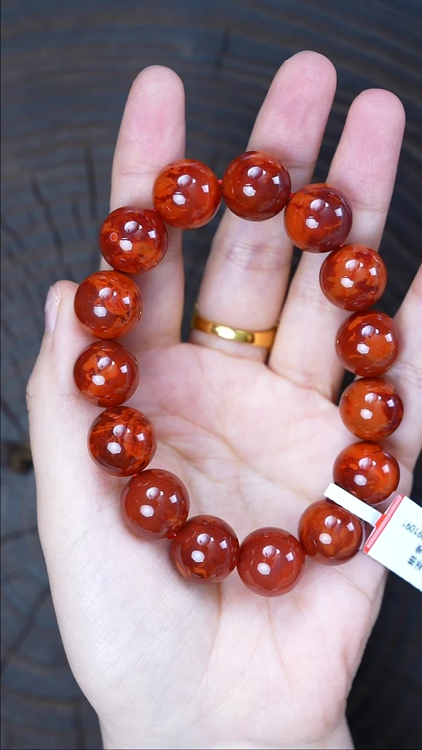 未镶嵌手串南红玛瑙无**境无胶无裂瓦西原矿14mm+66g1091