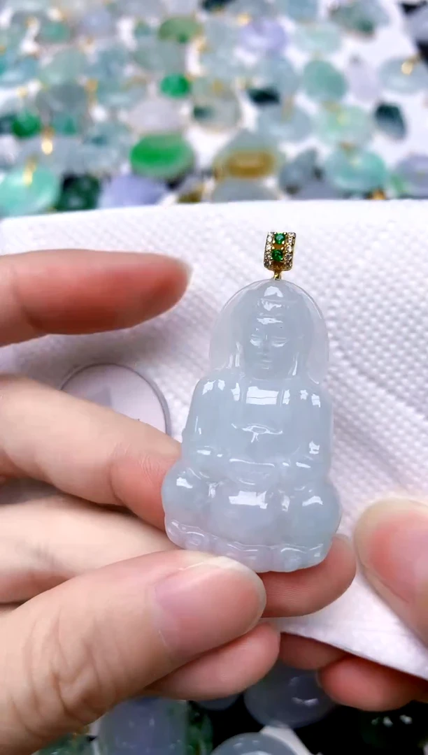 颈饰银S925镶嵌翡翠天然A货翡翠