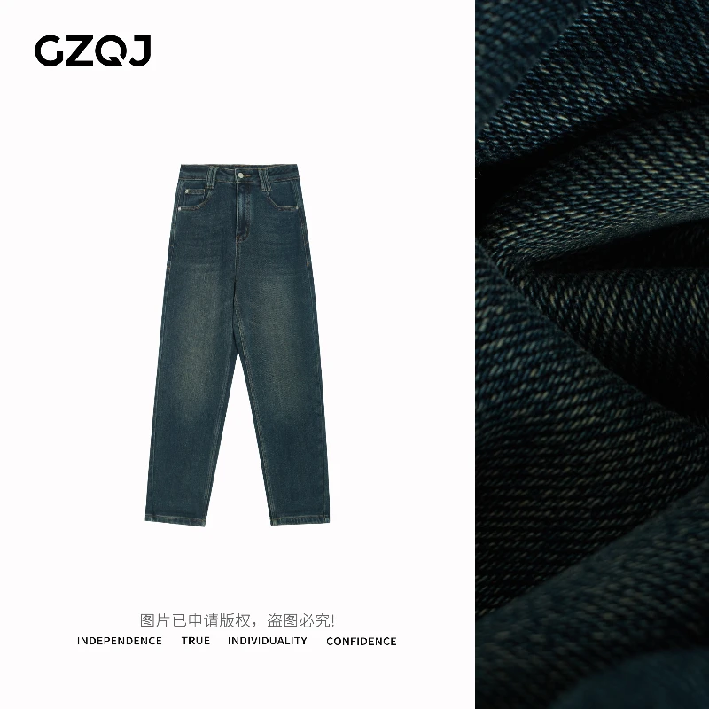 老琴私服【腰精牛仔】加绒时尚休闲简约直筒显瘦牛仔裤女G8112