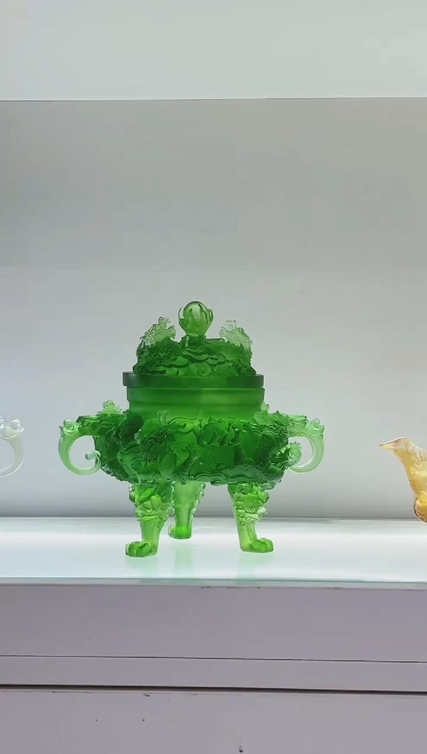 手工艺品琉璃古法琉璃九龙香炉