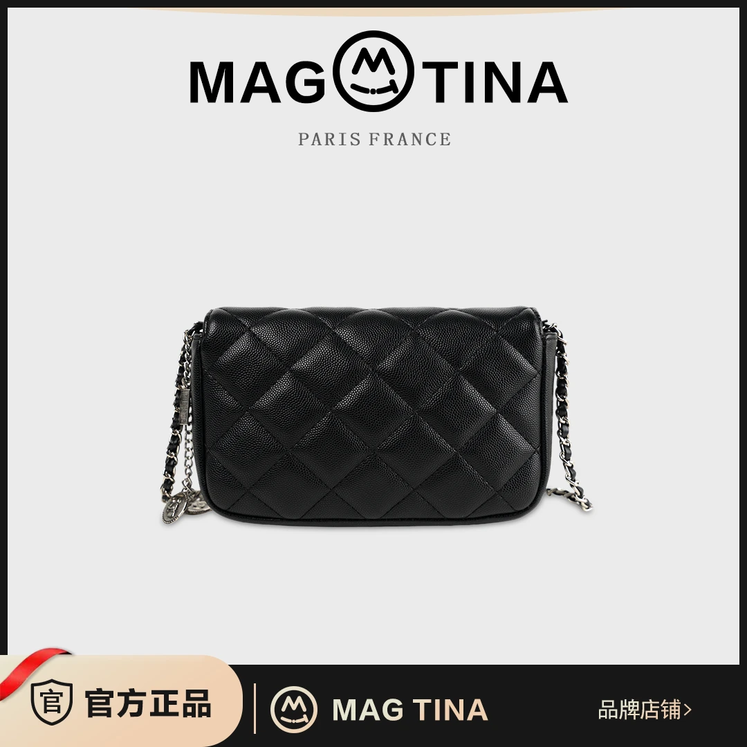 MIT专柜奢品：渠道货源气质简约菱格链条斜挎女包MIT022