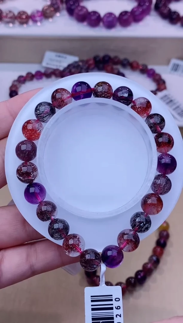 未镶嵌手串水晶黑加仑超七单圈9m+