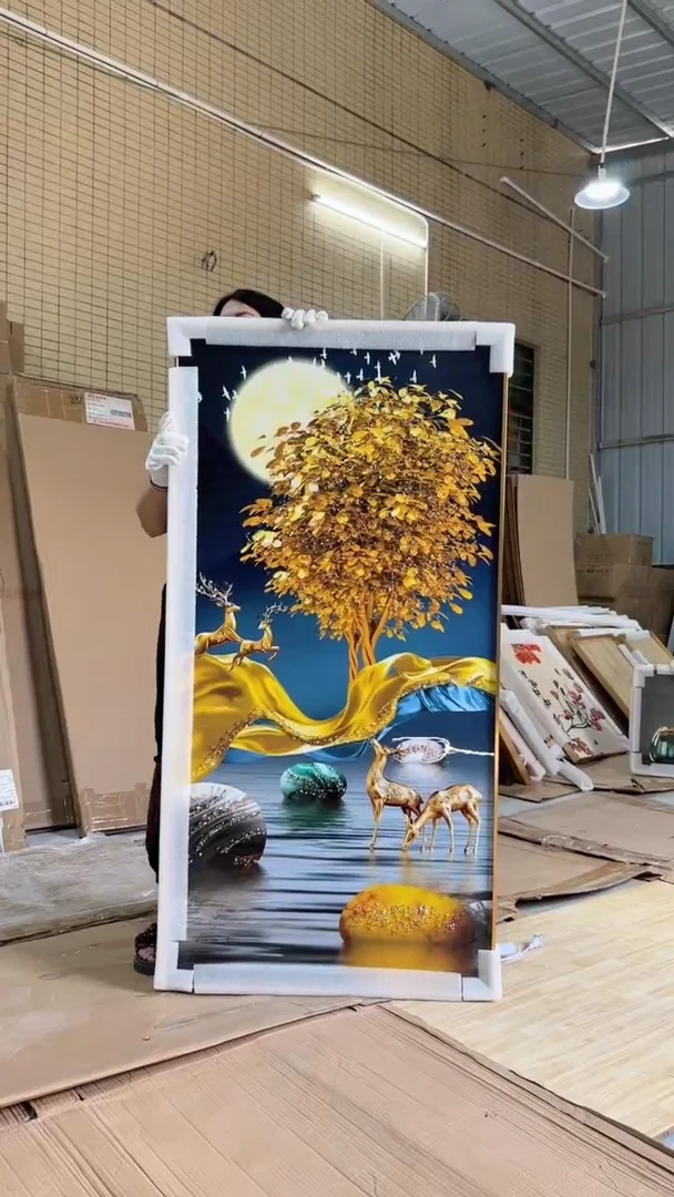 竖款70*140黄金树生财镶钻铝合金边框