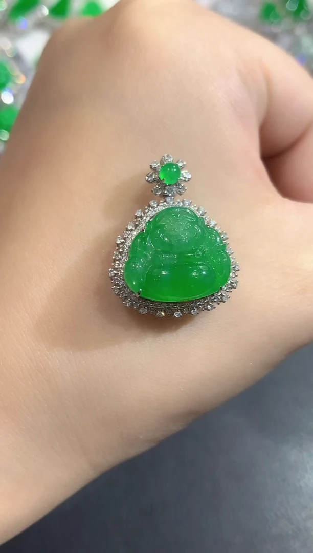 颈饰18K金镶嵌翡翠115-吊坠