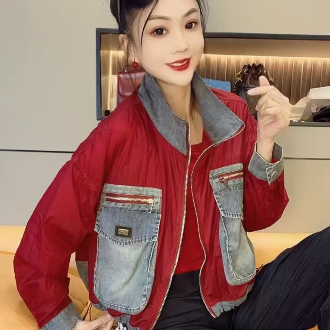 823#牛仔拼接外套(衣长52cm左右)