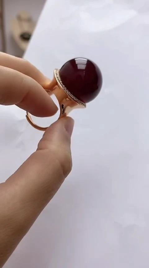 【闪购商品】琥珀裸石银S925镶嵌琥珀戒指