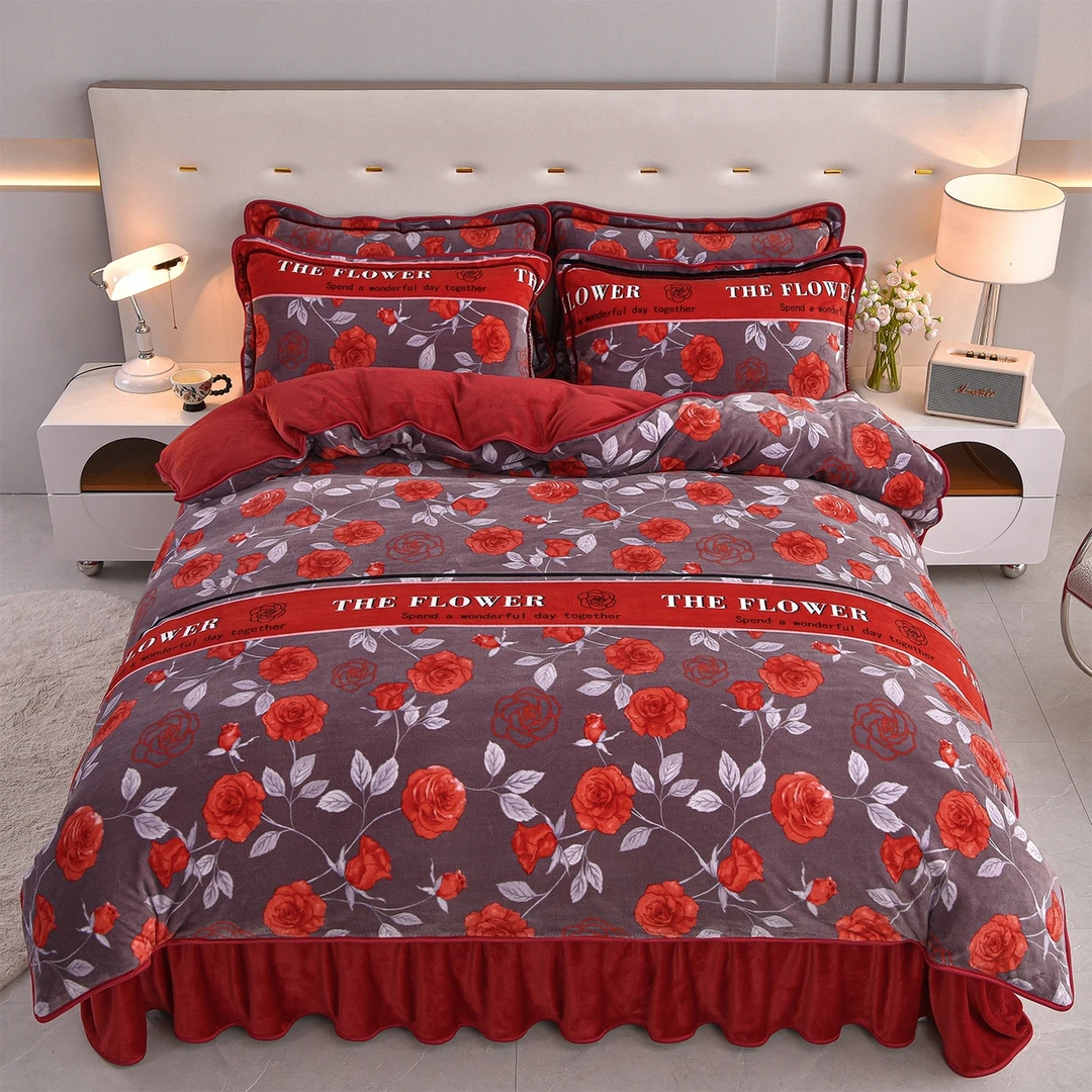 （活动中）2025新款高克重牛奶绒四件套加绒加厚保暖双面绒被套床品