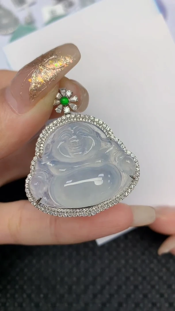 颈饰18K金镶嵌翡翠 天然缅甸翡翠a货百元以上9元证书费自理