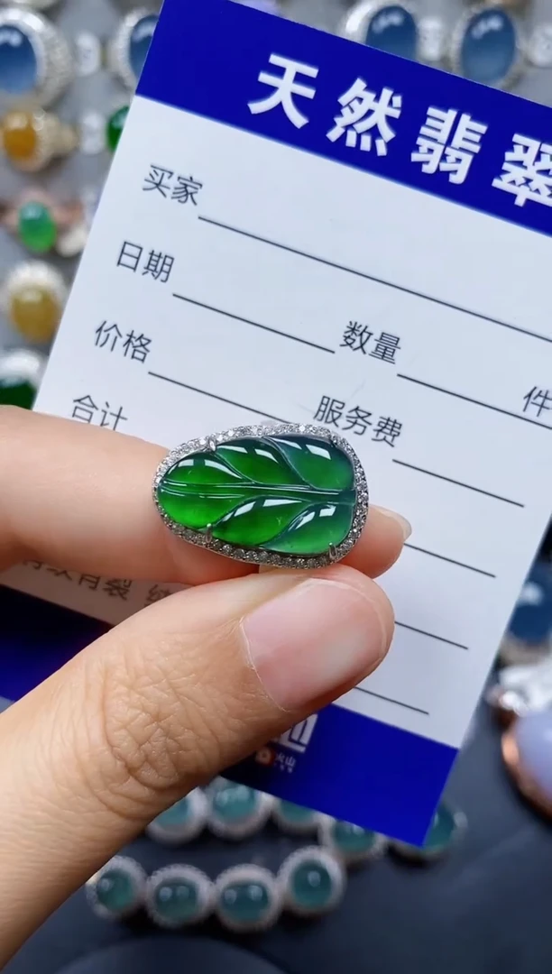 翡翠戒指银S925镶嵌0389