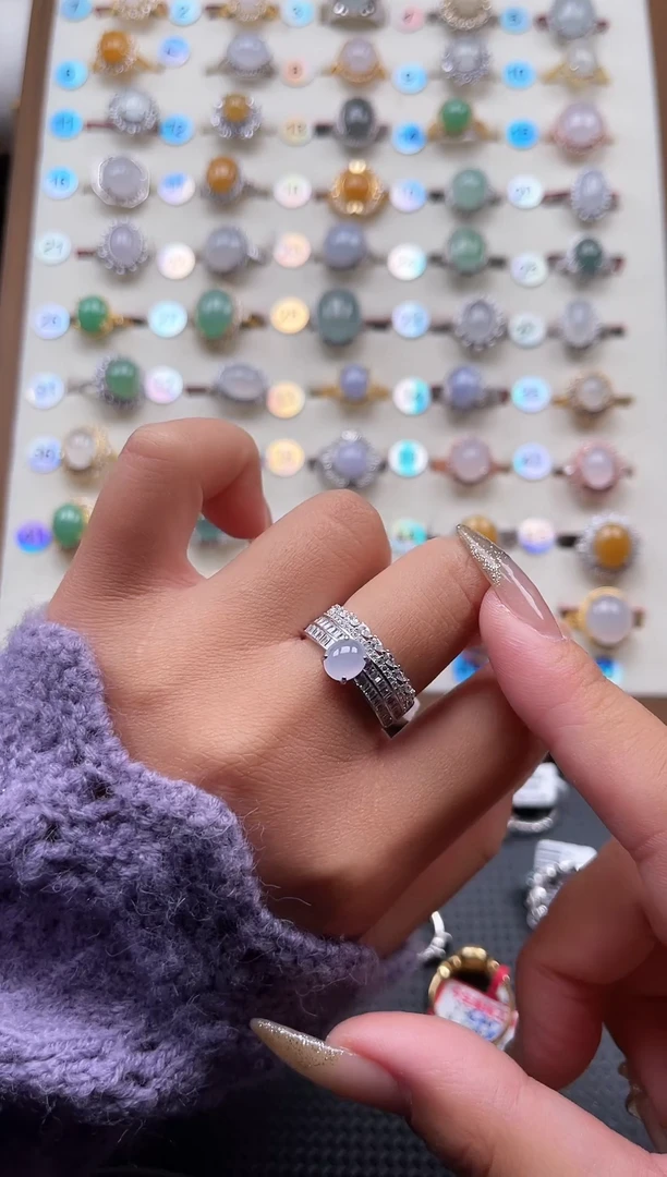 【闪购商品】翡翠戒指银S925镶嵌天然A货翡翠戒指