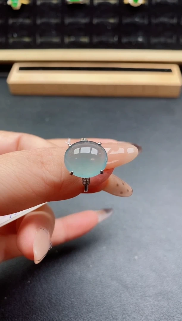 银S925镶嵌戒指翡翠1