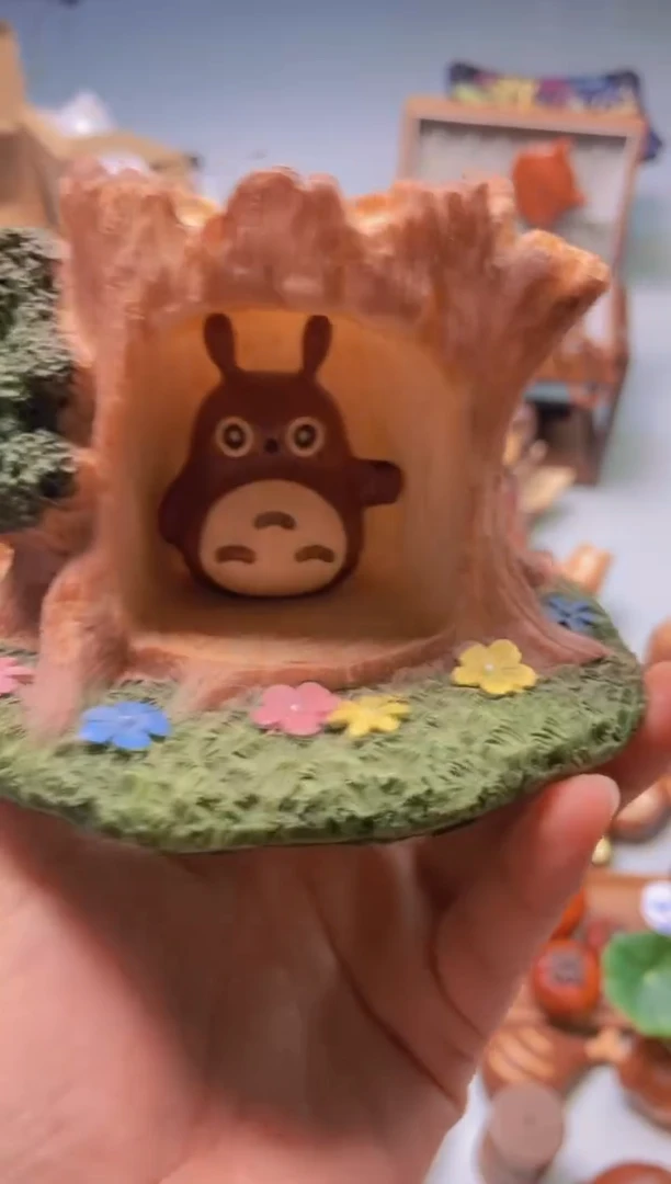 树桩摆件+微瑕小龙猫