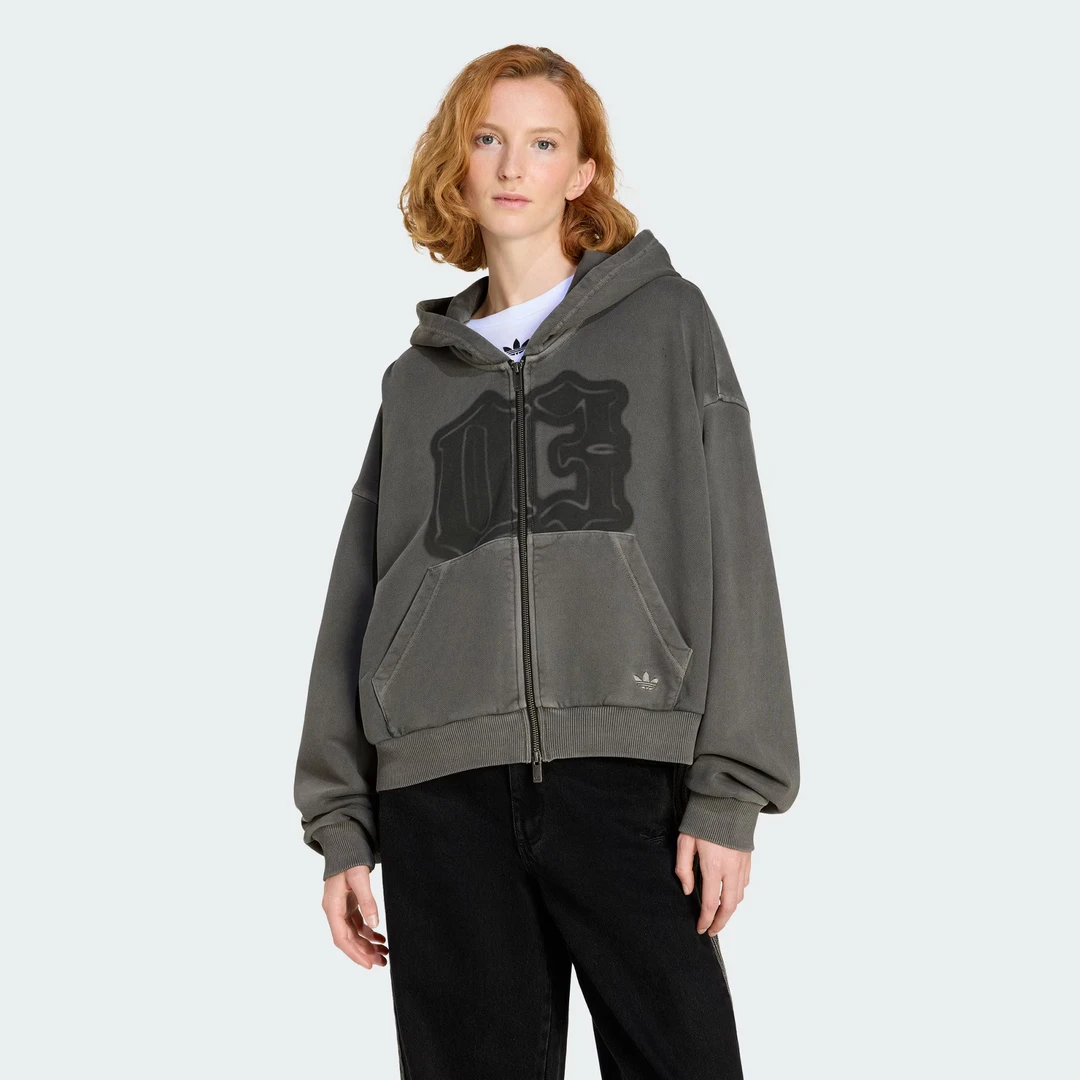 adidas LOOSE FZ GFX HOODIE 运动连帽夹克外套 KE3302 S
