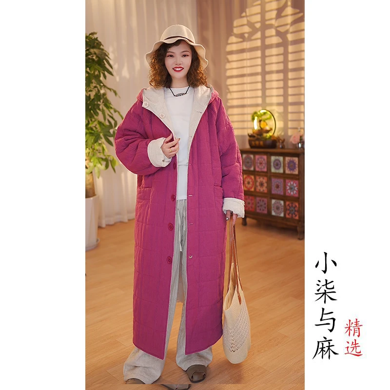 【双面穿定制桑蚕丝】100亚麻加桑蚕丝连帽风衣-长118cm胸围140cm