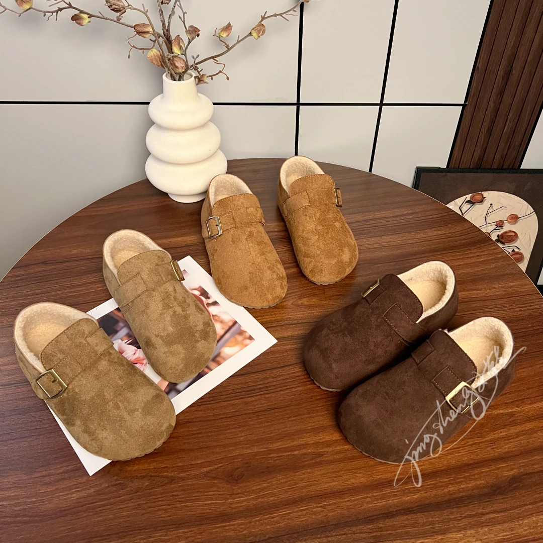 勃肯鞋女秋冬2025新款爆款一脚蹬豆豆鞋冬季女鞋加绒全包博肯鞋子