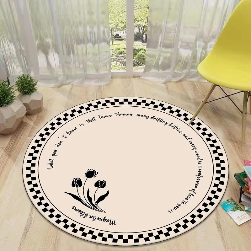 圆形地垫现代简约吊篮电脑椅梳妆台地毯水晶绒衣帽间卧室房间地毯