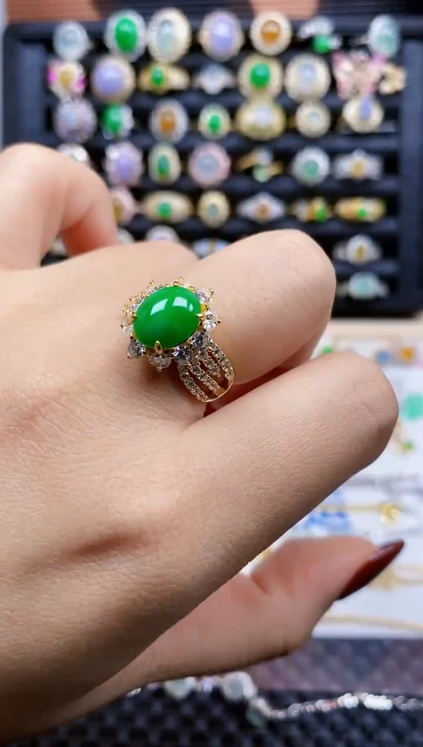 银S925镶嵌戒指翡翠169