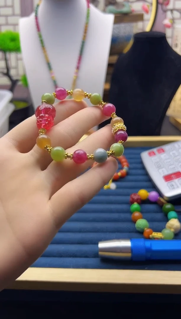 【闪购商品】碧玺手链14K金镶嵌S297