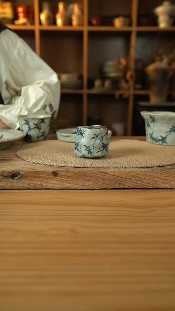 手绘竹子系列的1号竹子茶杯1个