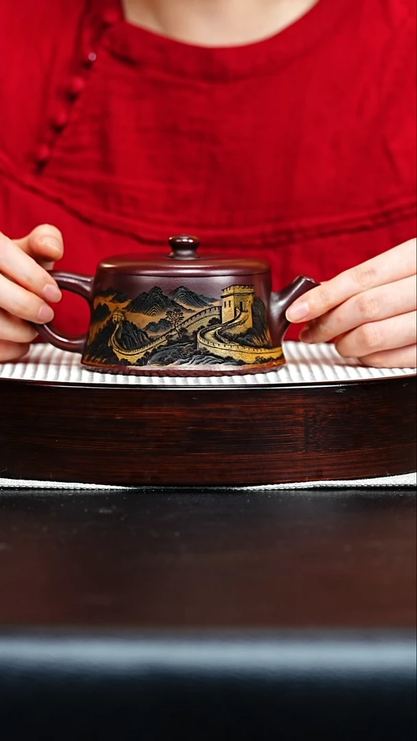 茶壶紫砂柱础  石红