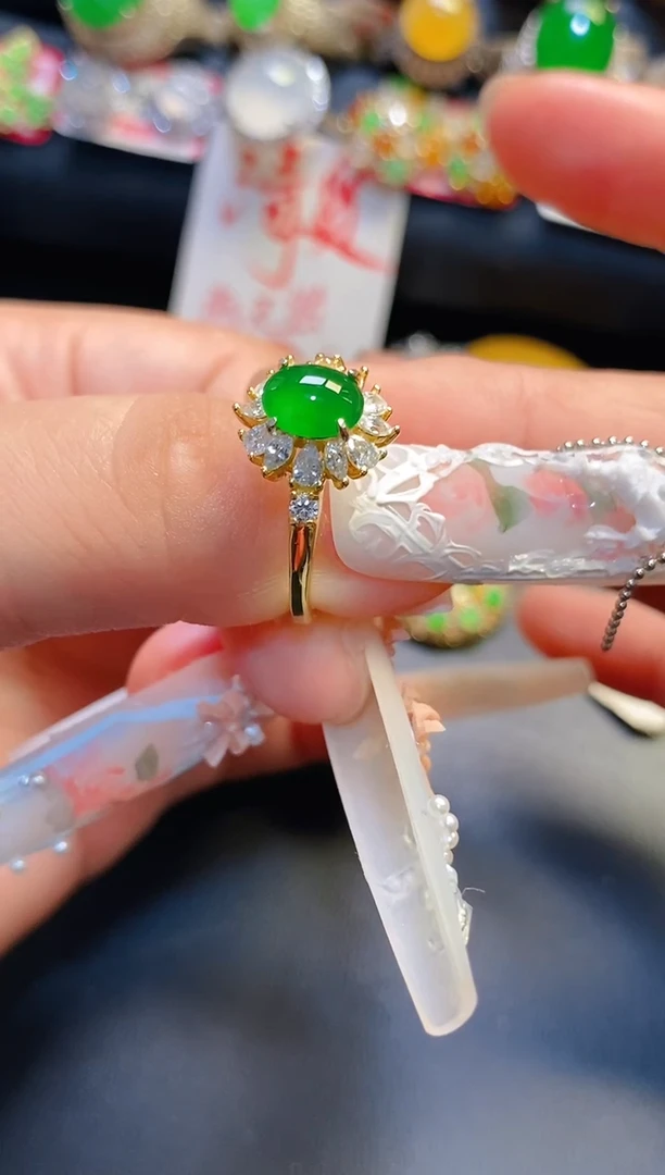 银S925镶嵌翡翠耳饰天然