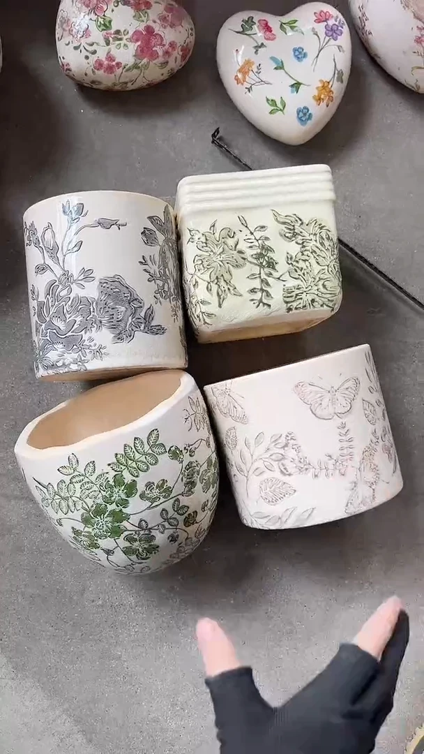 【闪购商品】陶瓷四个花盆