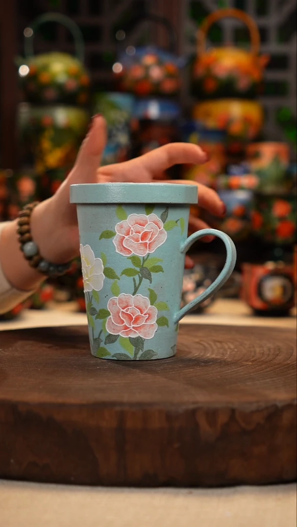 紫砂油画釉下彩手绘