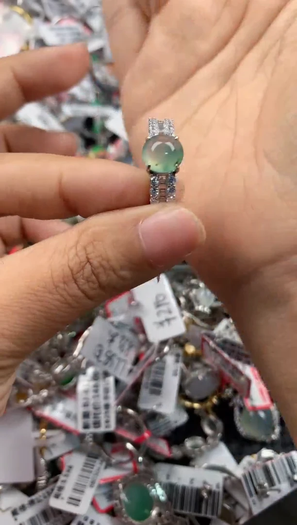 银S925镶嵌戒指翡翠555      1