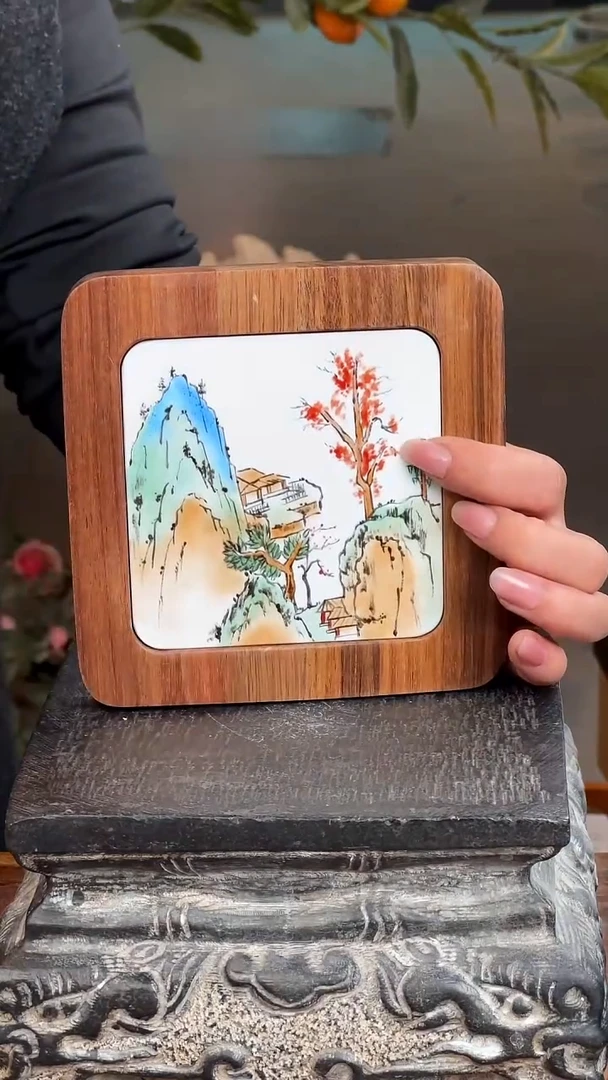 陶瓷釉上彩瓷片相思木隔热垫