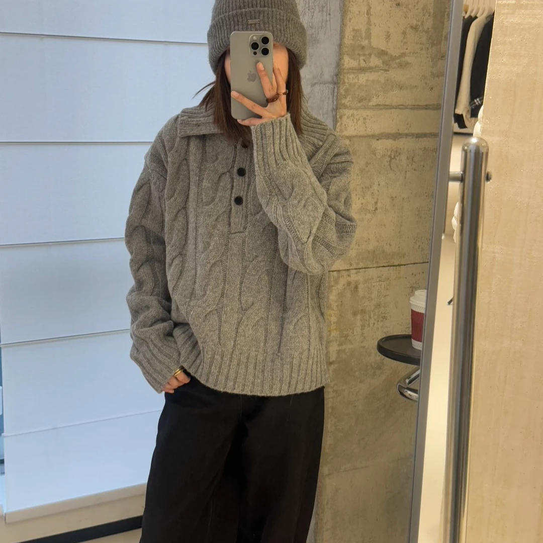 U0005 "雪山" 秋冬100%美丽奴羊毛绞花高领显瘦毛衣气质女