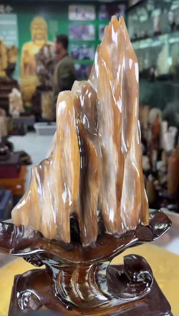 缅甸天然树化玉摆件