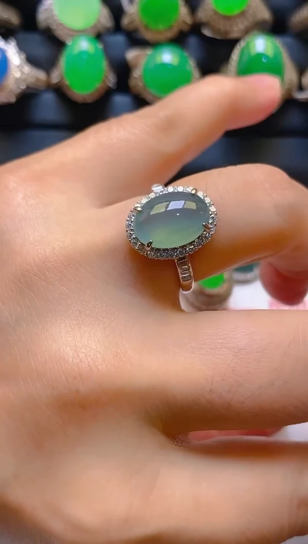 【闪购商品】翡翠耳饰银S925镶嵌天然A货翡翠1