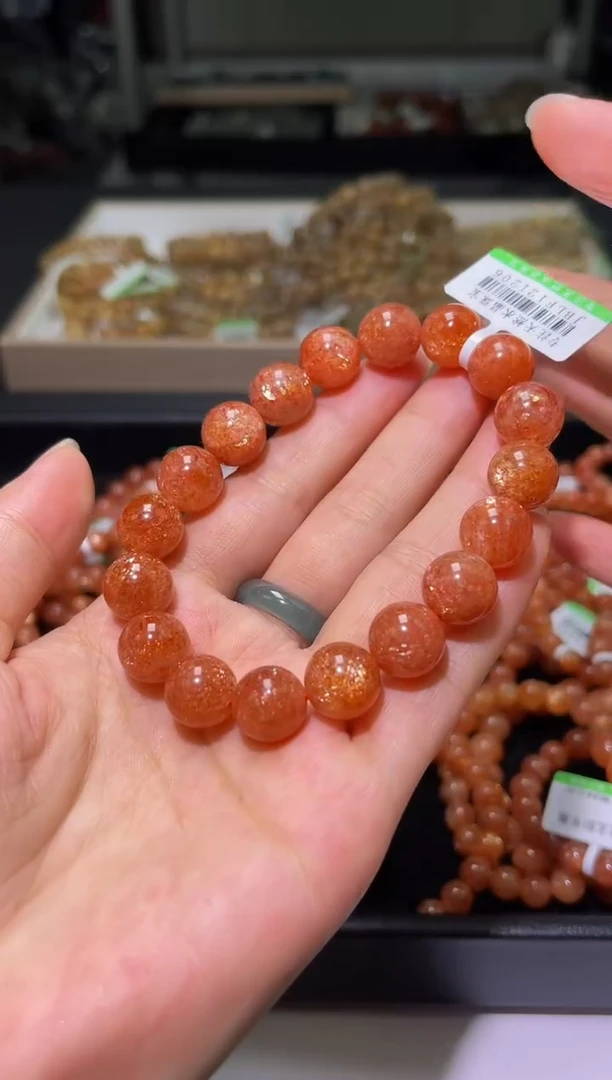 未镶嵌手链长石J044-11mm金太阳单圈-多样性发其一