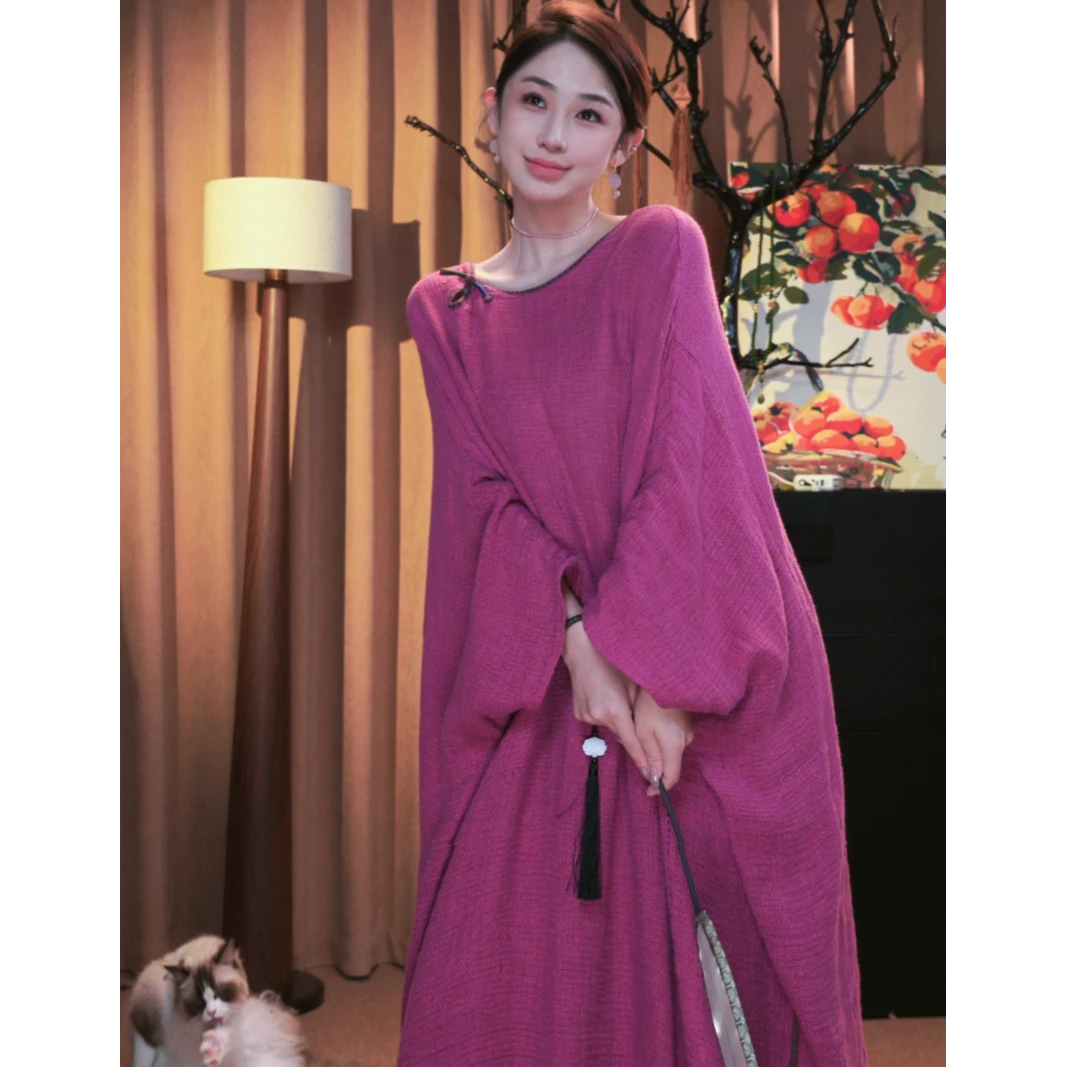 壹木（静香）亚麻长款连衣裙