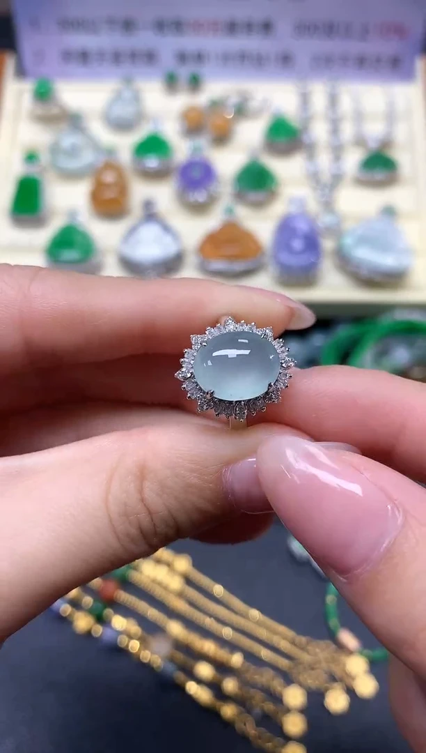 【闪购商品】翡翠戒指18K金镶嵌戒指|4500+450