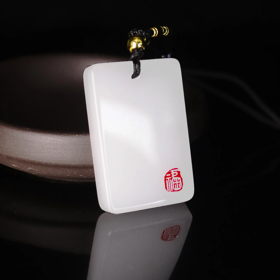 天然新疆金丝玉石方牌男女同款天赐鸿福平安无事牌玉吊坠颈饰平安