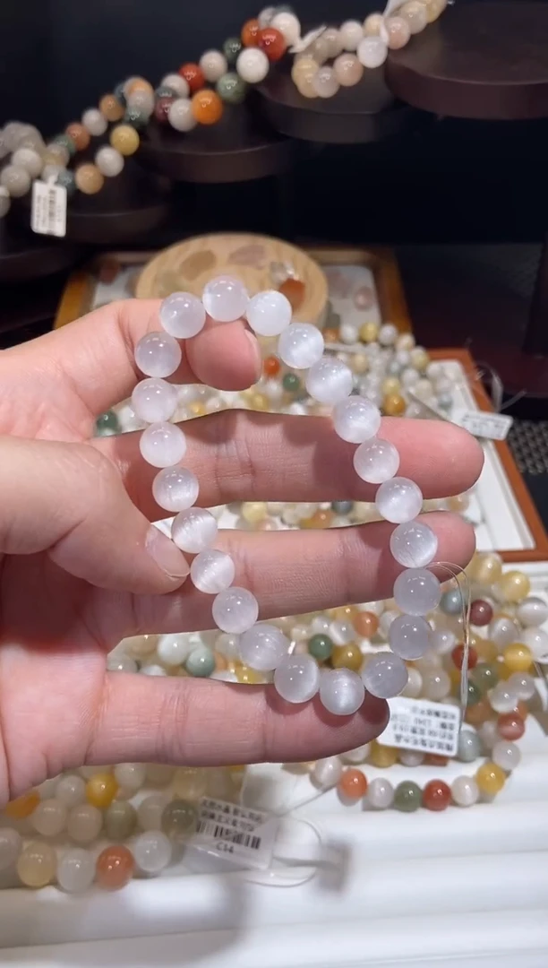 未镶嵌手串水晶2号链接 卡8咪+ 超级婚纱白 绸缎光