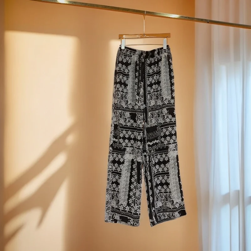 【合肥欢欢】‘纹章暗码’时尚薄款印花宽松大码休闲阔腿裤女夏68816