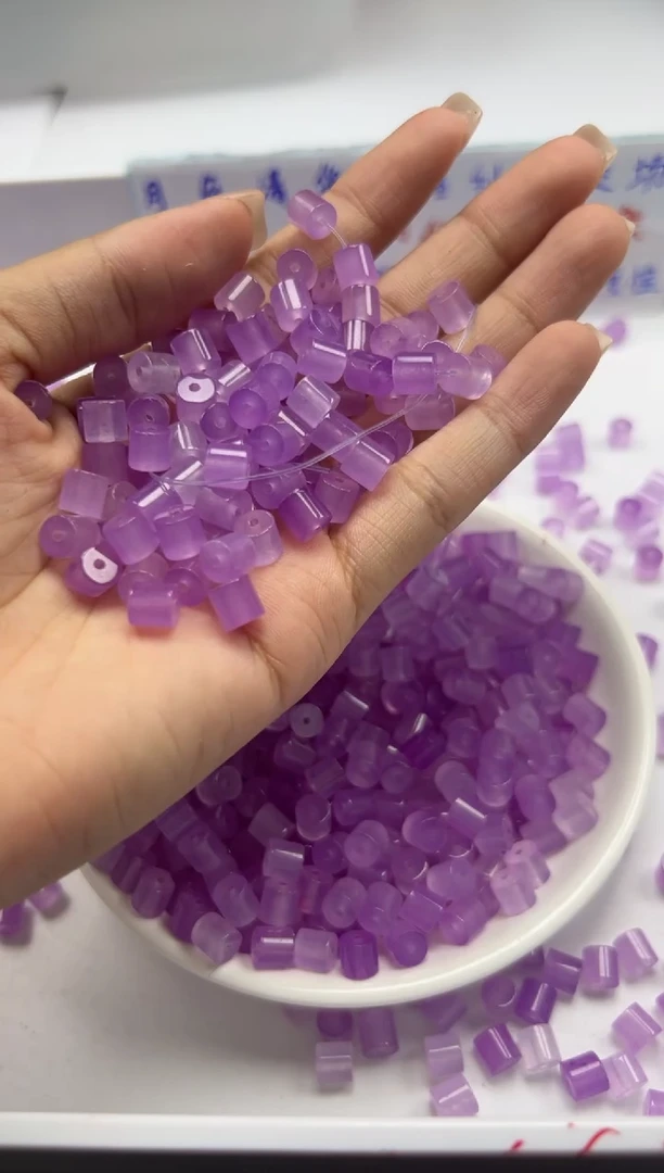 玛瑙/玉髓颈饰未镶嵌w1627冰紫罗兰管珠5*5mm*30颗