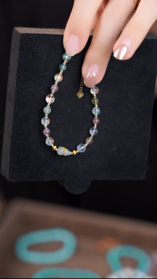 18K金镶嵌手链长石@