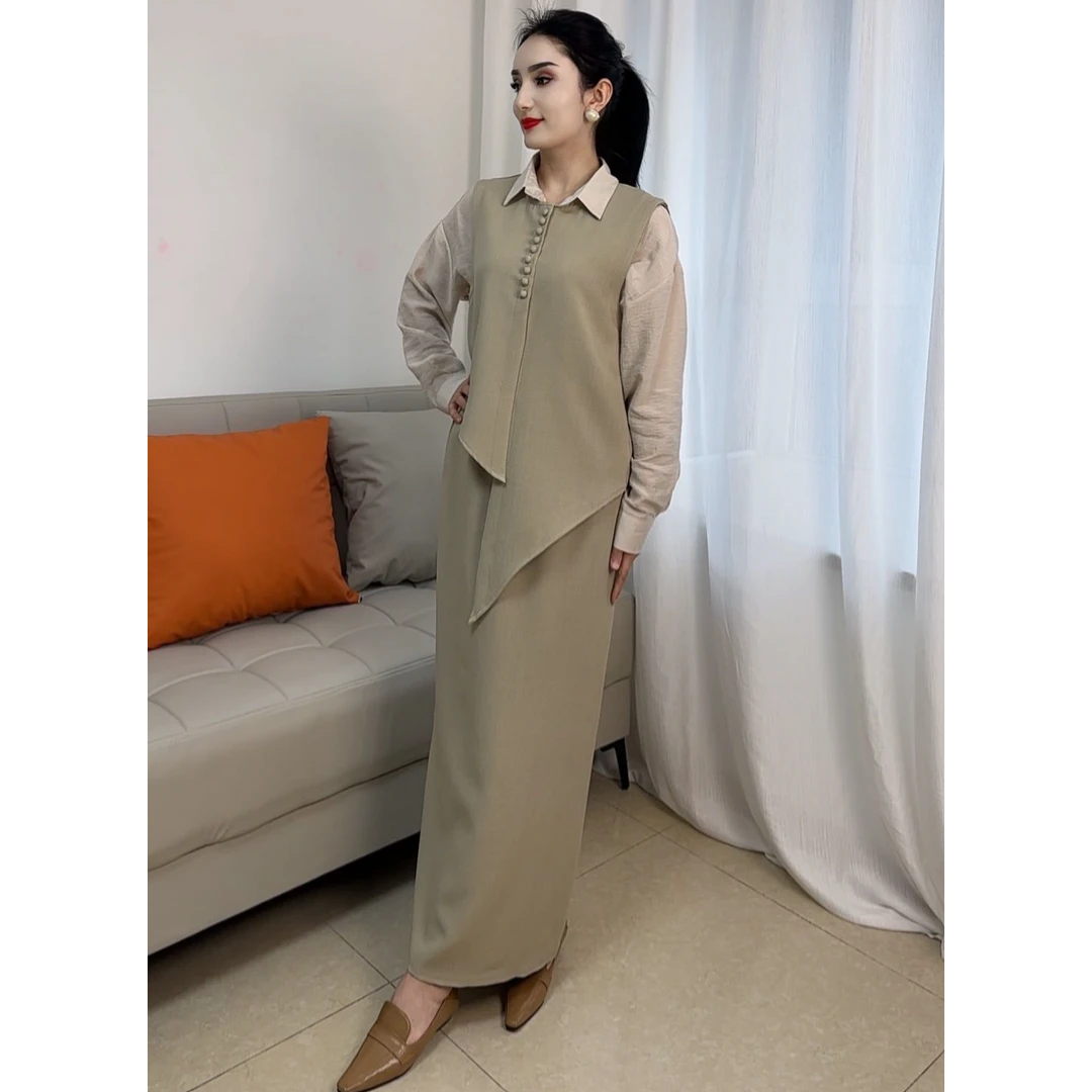 衬衫马甲半身裙三件套显瘦时尚女春季2025年流行超火高级感套装